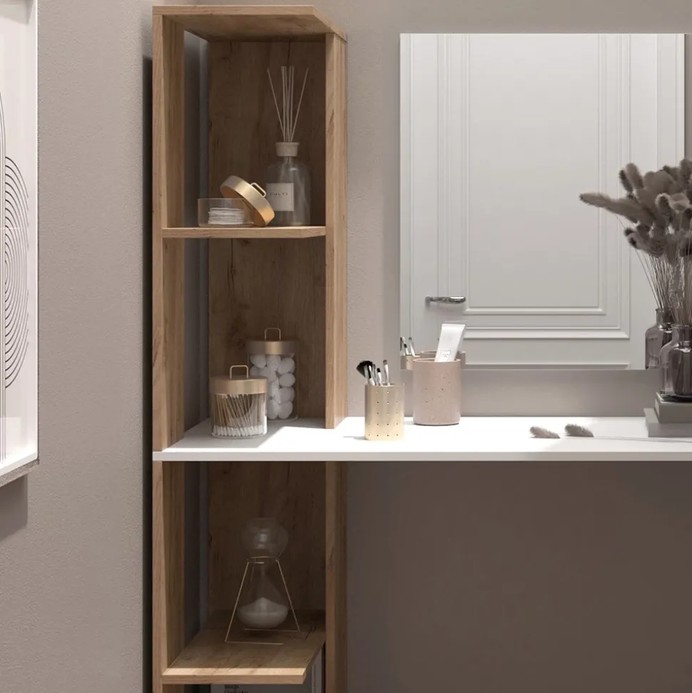 Schminktisch Tower Weiß/Sonoma 122.2 cm mit Spiegel Vicco