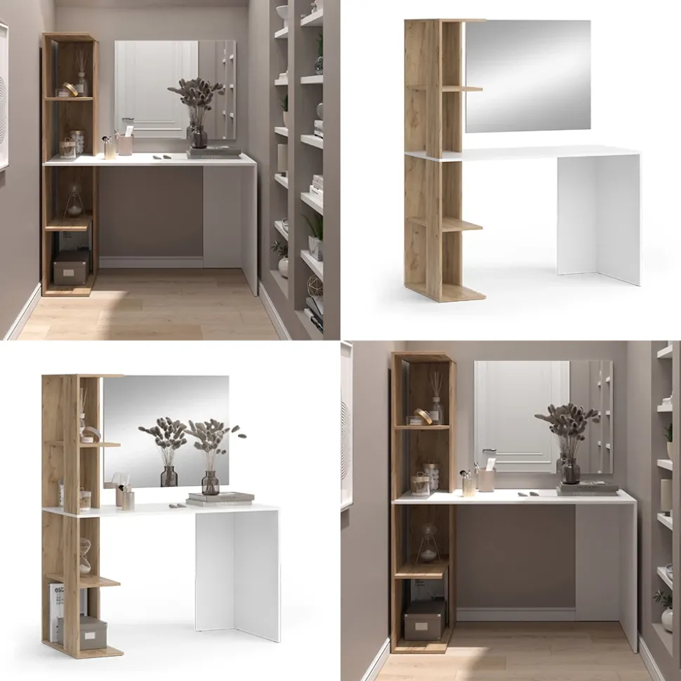 Schminktisch Tower Weiß/Sonoma 122.2 cm mit Spiegel Vicco