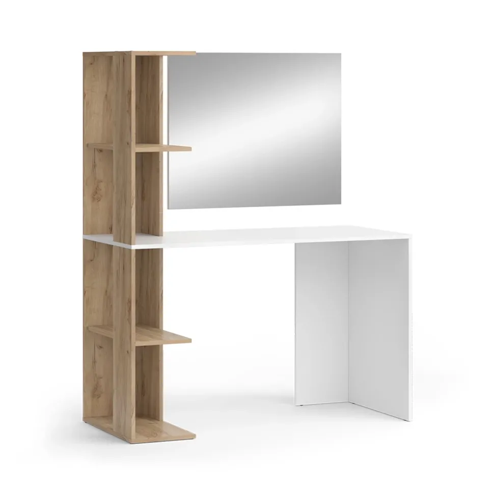 Schminktisch Tower Weiß/Sonoma 122.2 cm mit Spiegel Vicco