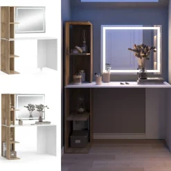 Schminktisch Tower Weiß/Sonoma 122.2 cm mit LED-Spiegel Vicco