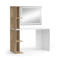 Schminktisch Tower Weiß/Sonoma 122.2 cm mit LED-Spiegel Vicco