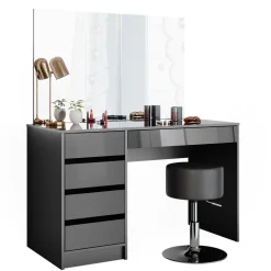 Schminktisch-Set Sherry Anthrazit 120 cm mit Hocker Vicco