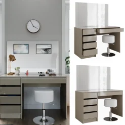 Schminktisch-Set Sherry Greige 120 cm mit Hocker Vicco