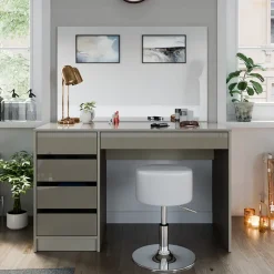 Schminktisch-Set Sherry Greige 120 cm mit Hocker Vicco