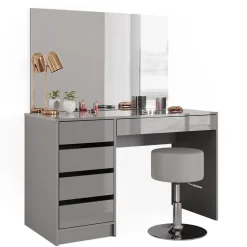 Schminktisch-Set Sherry Grau 120 cm mit Hocker Vicco