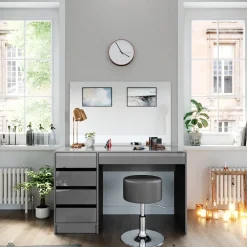 Schminktisch-Set Sherry Grau 120 cm mit Hocker Vicco