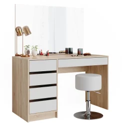 Schminktisch-Set Sherry Weiß/Sonoma 120 cm mit Hocker Vicco