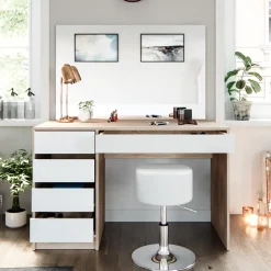 Schminktisch-Set Sherry Weiß/Sonoma 120 cm mit Hocker Vicco