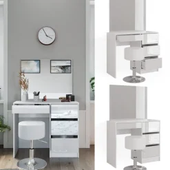 Schminktisch-Set Sherry Weiß 90 cm mit Hocker Vicco