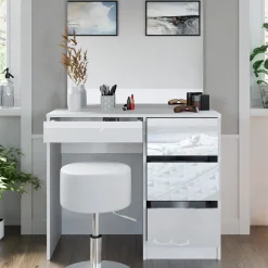 Schminktisch-Set Sherry Weiß 90 cm mit Hocker Vicco
