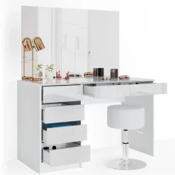 Schminktisch-Set Sherry Weiß 120 cm mit Hocker Vicco