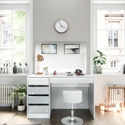 Schminktisch-Set Sherry Weiß 120 cm mit Hocker Vicco