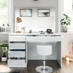 Schminktisch-Set Sherry Weiß 120 cm mit Hocker Vicco
