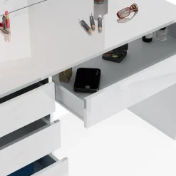 Schminktisch-Set Sherry Weiß 120 cm mit Hocker Vicco