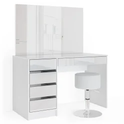 Schminktisch-Set Sherry Weiß 120 cm mit Hocker Vicco