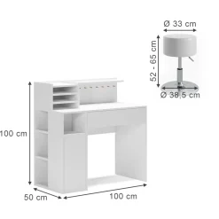 Schreibtisch Weiß 2 Teile, mit Hocker Vicco
