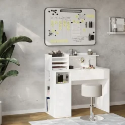 Schreibtisch Weiß 2 Teile, mit Hocker Vicco