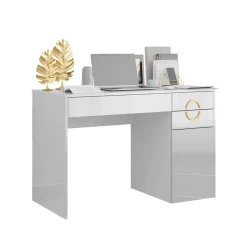 Schreibtisch Adela Weiß Hochglanz 115 x 55 cm mit 3 Schubladen Vicco