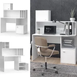 Schreibtisch Alwin Weiß 115 x 55 cm mit 2 Türen Vicco