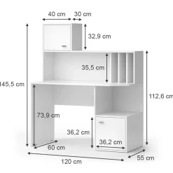 Schreibtisch Alwin Weiß 115 x 55 cm mit 2 Türen Vicco