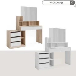 Schreibtisch Anja Weiß/Sonoma 139.8 x 40 cm mit Schubladen Vicco