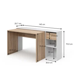 Schreibtisch Ben Weiß/Sonoma 145 x 46.4 cm Vicco
