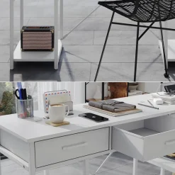 Schreibtisch Chino Weiß 120 x 40 cm mit 3 Schubladen Vicco