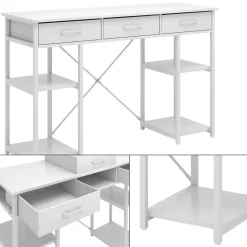 Schreibtisch Chino Weiß 120 x 40 cm mit 3 Schubladen Vicco