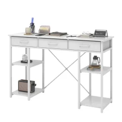 Schreibtisch Chino Weiß 120 x 40 cm mit 3 Schubladen Vicco