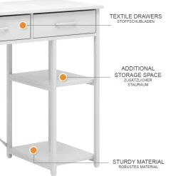 Schreibtisch Chino Weiß 120 x 40 cm mit 3 Schubladen Vicco