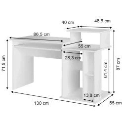 Schreibtisch Jan Weiß 130 x 55 cm Vicco