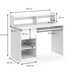 Schreibtisch Keno Weiß 106 x 60 cm Vicco