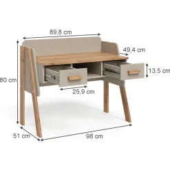 Schreibtisch Malia Cashmere/Artisan 97 x 51 cm mit 2 Schubladen Vitalispa