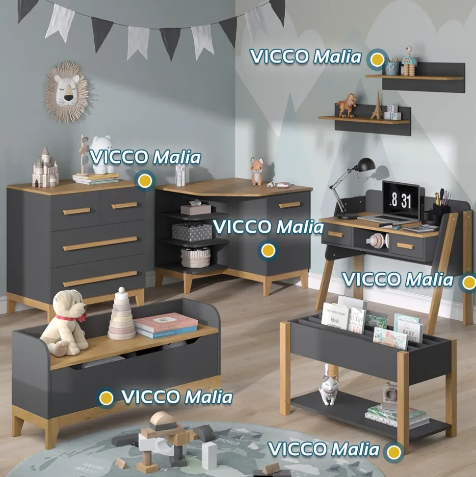 Schreibtisch Malia Grau 97 x 51 cm Vitalispa