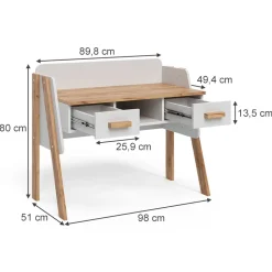 Schreibtisch Malia Weiß/Artisan 97 x 51 cm mit 2 Schubladen Vitalispa