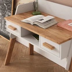 Schreibtisch Malia Weiß/Artisan 97 x 51 cm mit 2 Schubladen Vitalispa