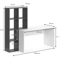 Schreibtisch Mara Weiß/Anthrazit 166.8 x 59 cm Vicco