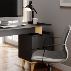 Schreibtisch Nautica Anthrazit 138 x 60 cm mit Schubladen, L Vicco