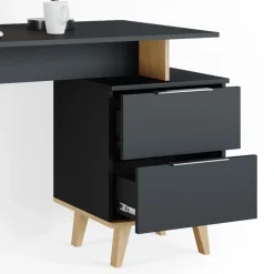 Schreibtisch Nautica Anthrazit 138 x 60 cm mit Schubladen, L Vicco
