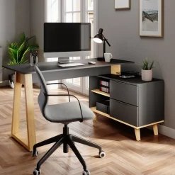 Schreibtisch Nautica Anthrazit 138 x 60 cm mit Schubladen, XL Vicco