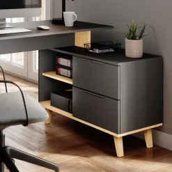 Schreibtisch Nautica Anthrazit 138 x 60 cm mit Schubladen, XL Vicco