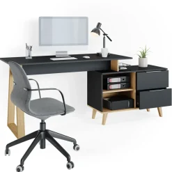 Schreibtisch Nautica Anthrazit 138 x 60 cm mit Schubladen, XL Vicco