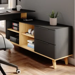 Schreibtisch Nautica Anthrazit 138 x 60 cm mit Schubladen, XXL Vicco