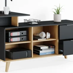 Schreibtisch Nautica Anthrazit 138 x 60 cm mit Schubladen, XXL Vicco