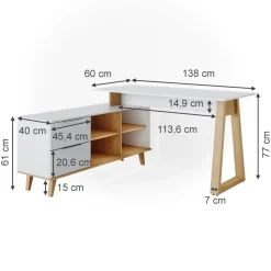 Schreibtisch Nautica Weiß 138 x 60 cm mit Schubladen XXL Vicco
