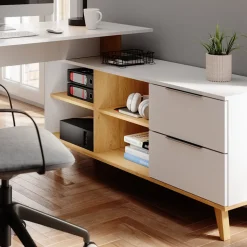 Schreibtisch Nautica Weiß 138 x 60 cm mit Schubladen XXL Vicco