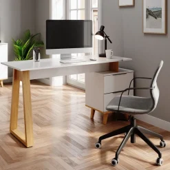 Schreibtisch Nautica Weiß 138 x 60 cm mit Schubladen L Vicco