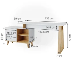 Schreibtisch Nautica Weiß 138 x 60 cm mit Schubladen XL Vicco