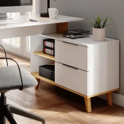 Schreibtisch Nautica Weiß 138 x 60 cm mit Schubladen XL Vicco