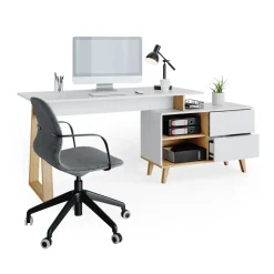 Schreibtisch Nautica Weiß 138 x 60 cm mit Schubladen XL Vicco